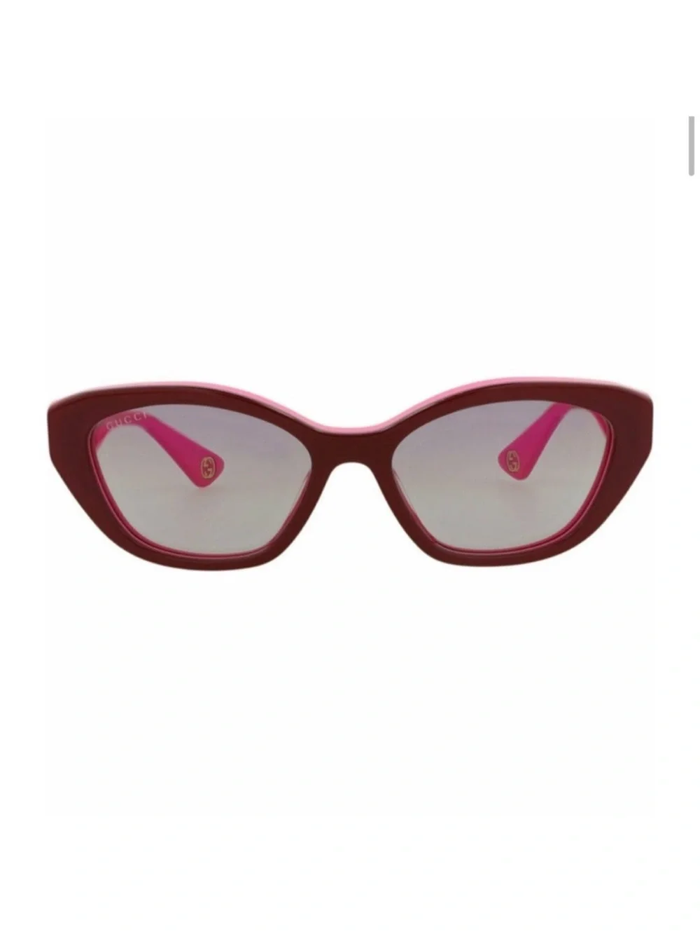 Authentic Gucci Burgundy Frame Sunglasses with Pink Temples